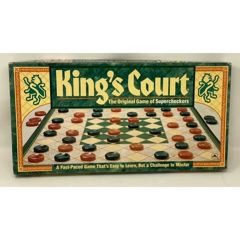 Vintage 1989 King's Court Supercheckers Board Game Golden/Western Complete!